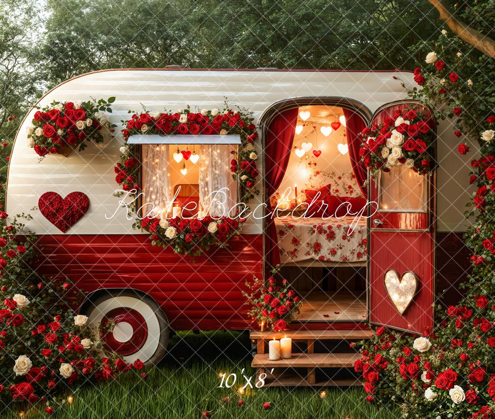 Kate Valentine's Day Romantic Heart Camper Backdrop Designed by Emetselch -UK