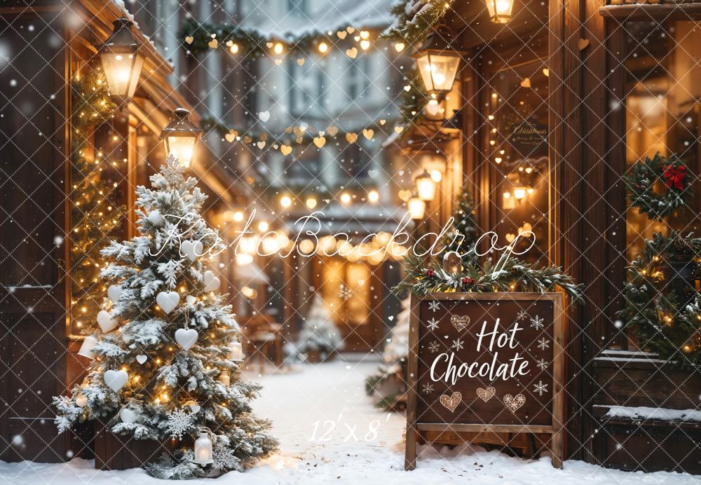 Kate Christmas Hot Chocolate Shop Bokeh Backdrop Designed by Emetselch -UK