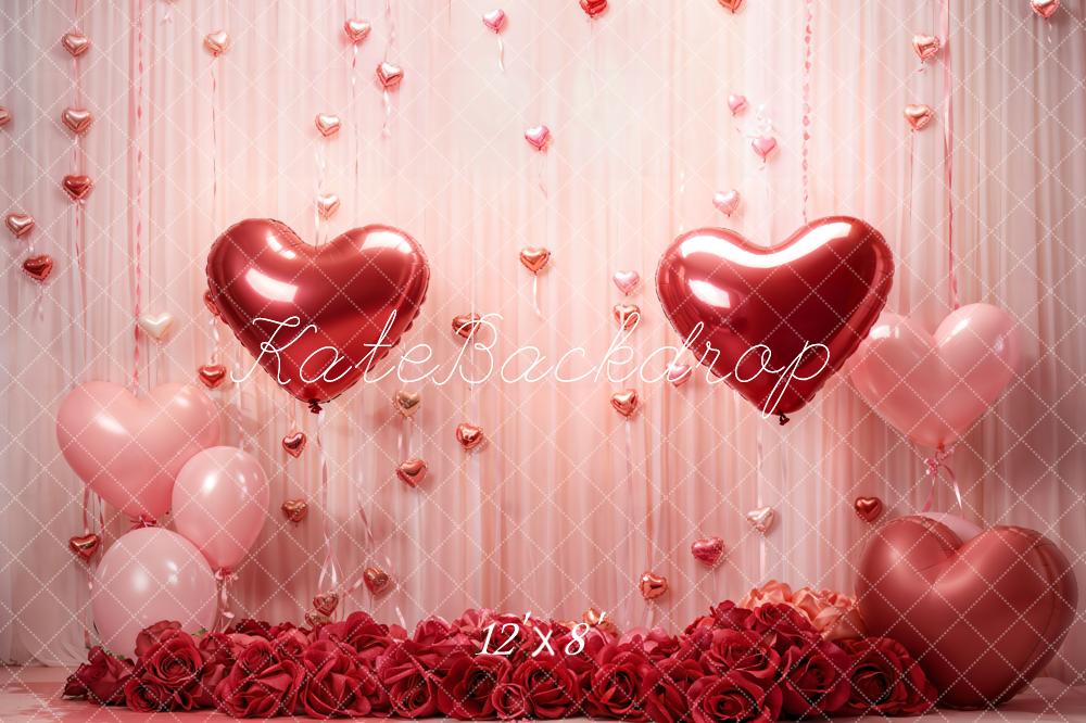 Kate Valentine Hearts Roses Balloons Backdrop Designed by Emetselch -UK