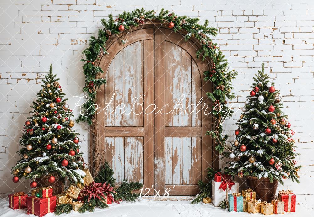 Lightning Deals Kate Christmas Wooden Door Tree Garland Backdrop Designed by Emetselch -UK