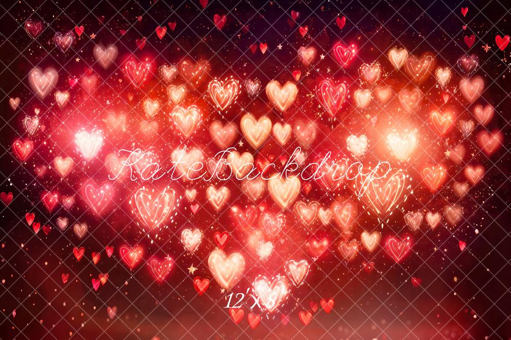 Kate Valentine's Day Heart Bokeh Red Backdrop Designed by Emetselch -UK