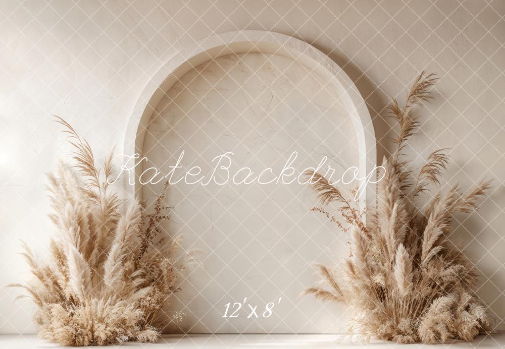 Kate Boho Arch Pampas Grass Fleece Backdrop Designed by Emetselch