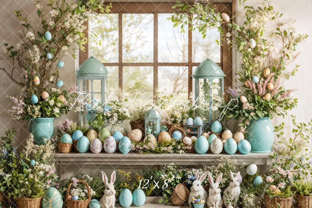 On Sale Kate Easter Bunny Egg Floral Window Backdrop Designed by Emetselch -UK