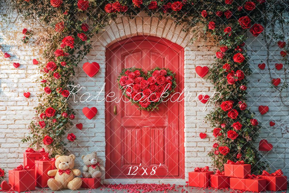 Lightning Deals Kate Valentine's Day Red Roses Door Arch Backdrop Designed by Emetselch -UK