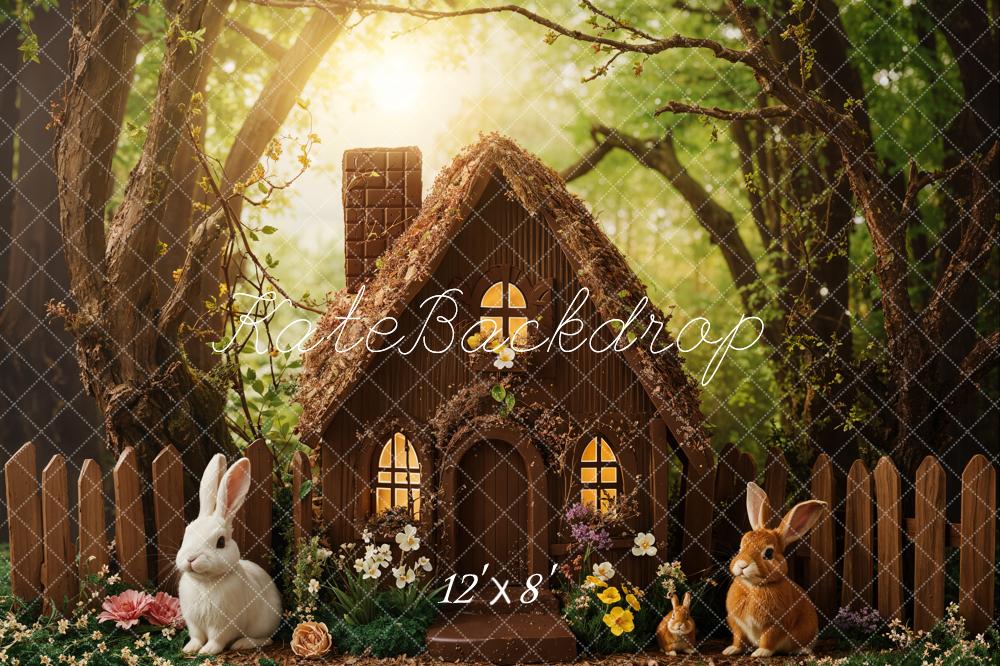 Lightning Deals Kate Easter Forest Bunny Cottage Backdrop Designed by Emetselch -UK