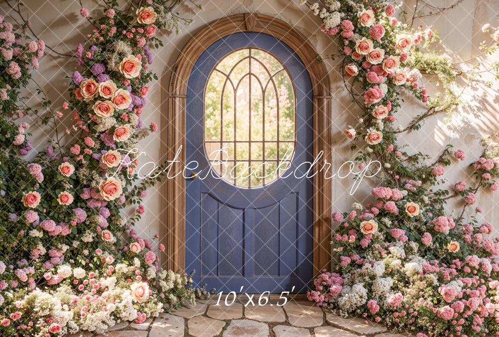 Kate Spring Floral Arched Doorway Fleece Backdrop Designed by Emetselch -UK