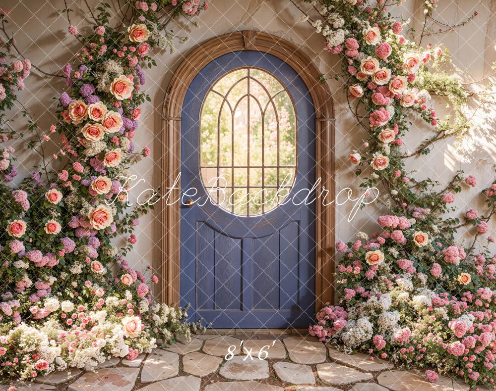 Kate Spring Floral Arched Doorway Fleece Backdrop Designed by Emetselch -UK