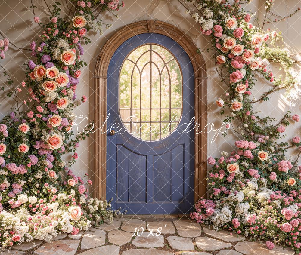 Kate Spring Floral Arched Doorway Fleece Backdrop Designed by Emetselch -UK