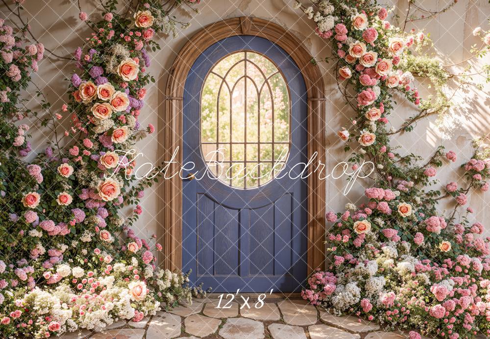 Kate Spring Floral Arched Doorway Fleece Backdrop Designed by Emetselch -UK