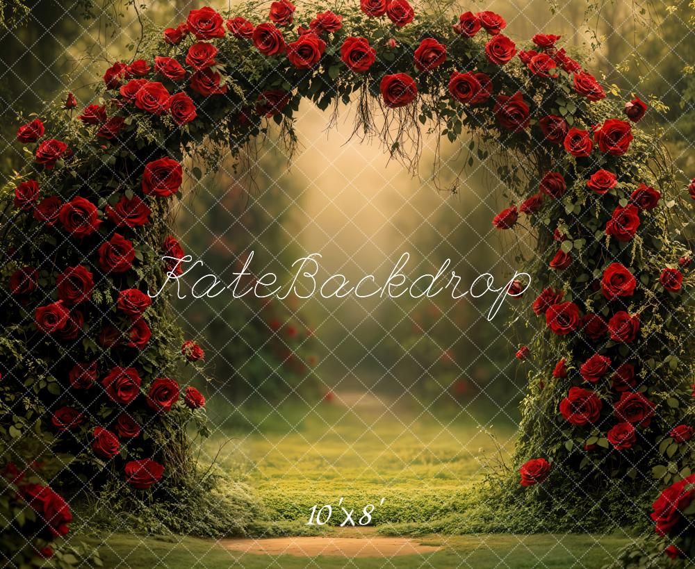 Kate Valentine Rose Arch Garden Fleece Backdrop Designed by Emetselch -UK