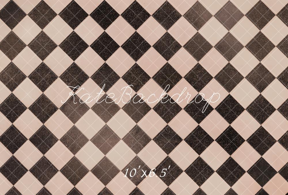 Kate Retro Checkered Pattern Floor Fleece Backdrop Designed by Emetselch -UK