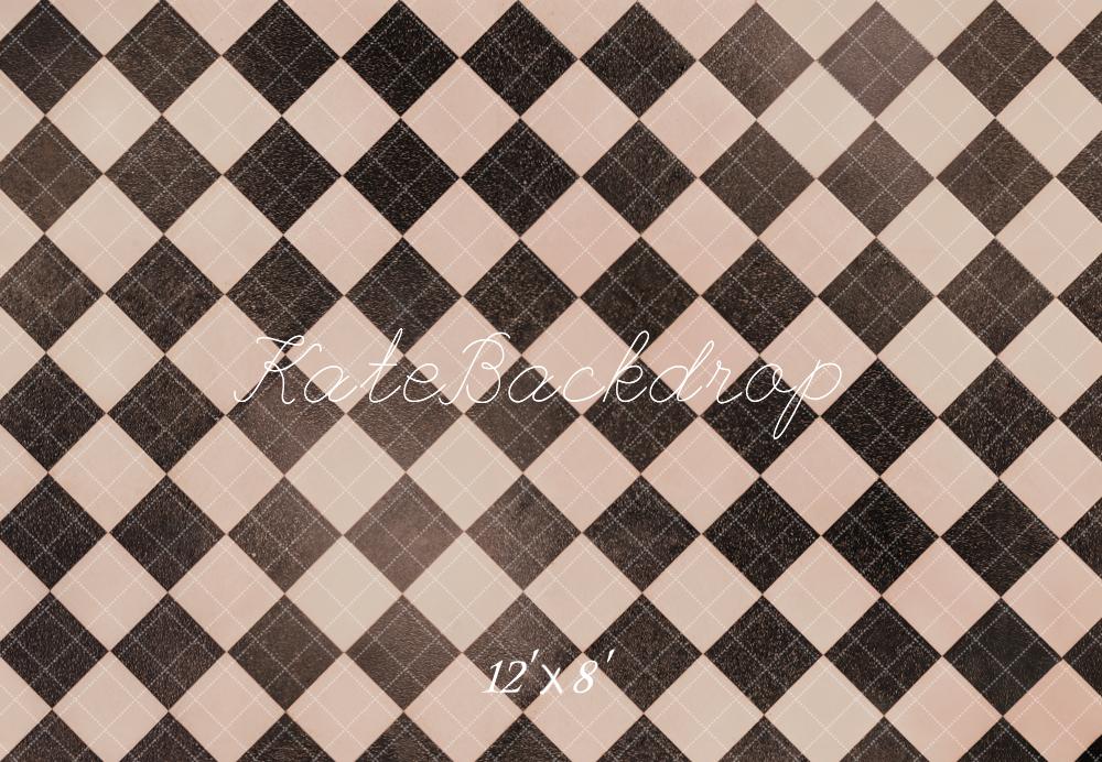 Kate Retro Checkered Pattern Floor Fleece Backdrop Designed by Emetselch -UK