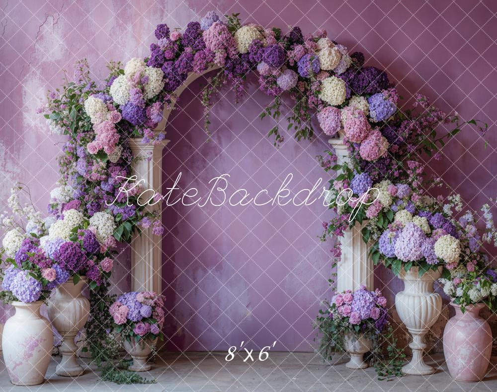 Kate Spring Flower Arch Purple Fleece Backdrop Designed by Emetselch -UK