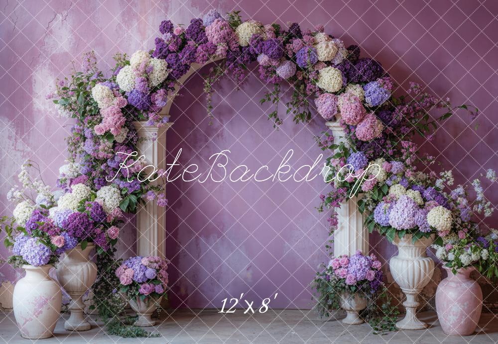 Kate Spring Flower Arch Purple Fleece Backdrop Designed by Emetselch -UK