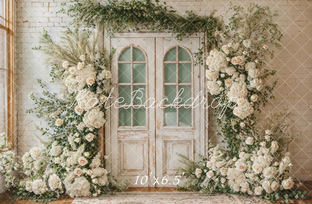 Kate Spring Wedding Floral Door Fleece Backdrop Designed by Emetselch -UK