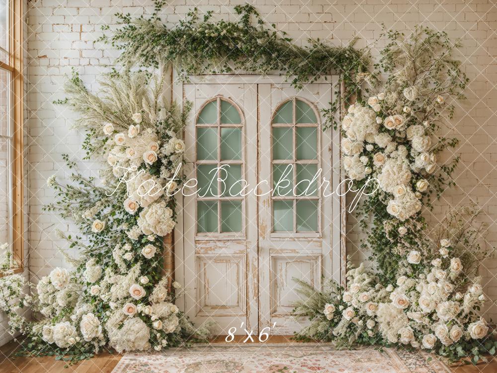 Kate Spring Wedding Floral Door Fleece Backdrop Designed by Emetselch -UK