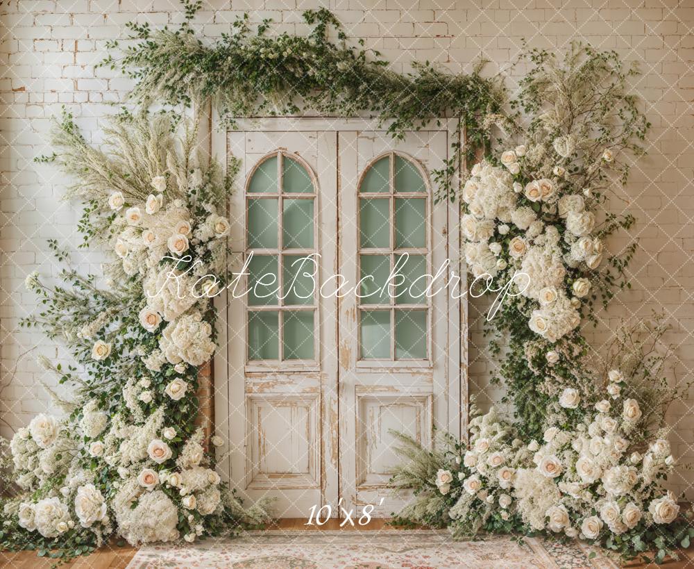 Kate Spring Wedding Floral Door Fleece Backdrop Designed by Emetselch -UK