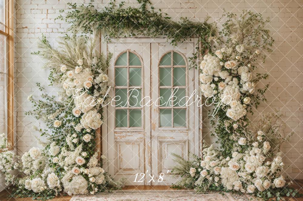 Kate Spring Wedding Floral Door Fleece Backdrop Designed by Emetselch -UK