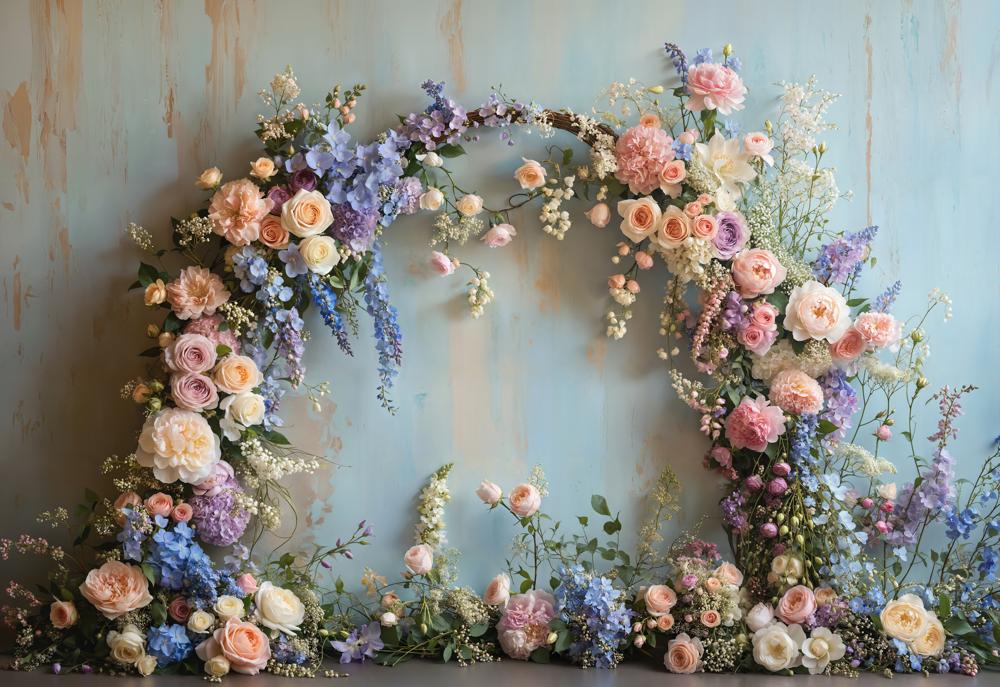 Kate Spring Floral Arch Pastel Fleece Backdrop Designed by Emetselch -UK