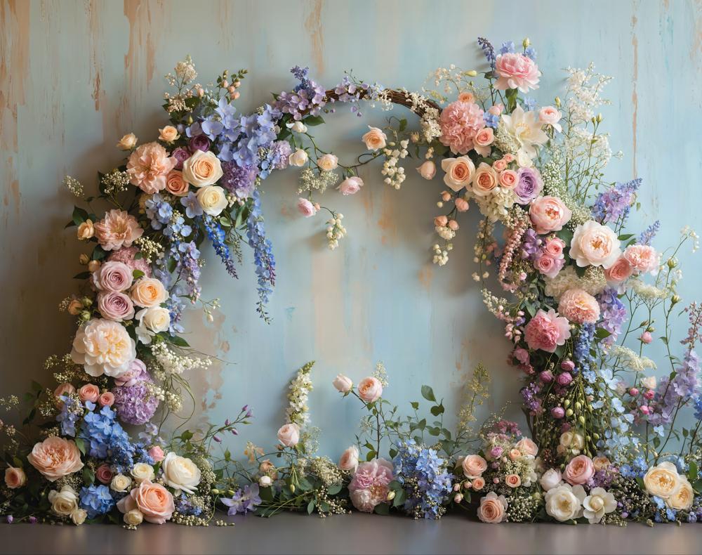 Kate Spring Floral Arch Pastel Fleece Backdrop Designed by Emetselch -UK