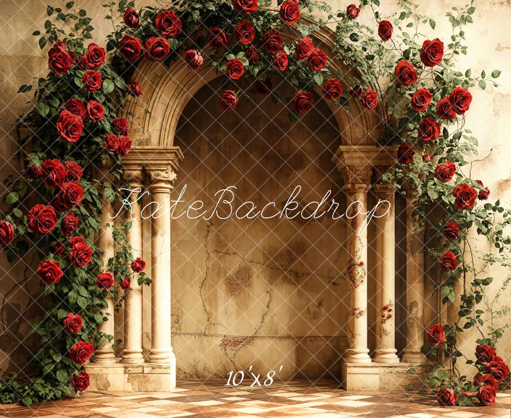 Kate Valentine Rose Arch Retro Wall Fleece Backdrop Designed by Emetselch -UK