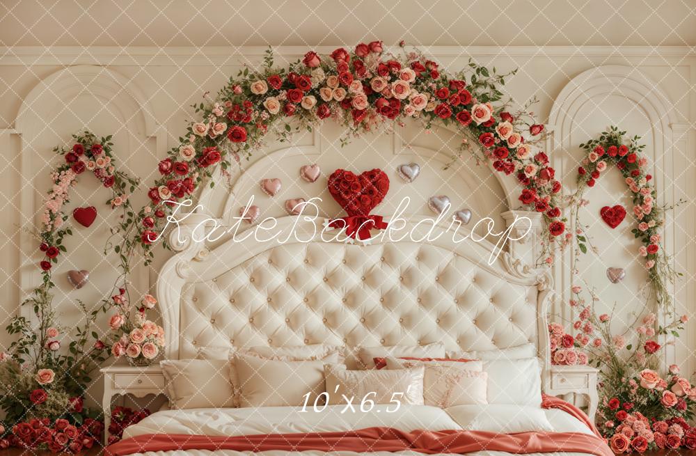 Kate Valentine Headboard Floral Arch Fleece Backdrop Designed by Emetselch -UK