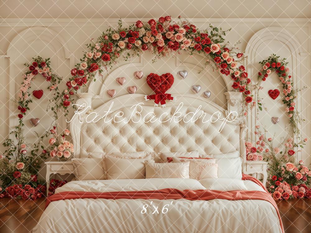 Kate Valentine Headboard Floral Arch Fleece Backdrop Designed by Emetselch -UK