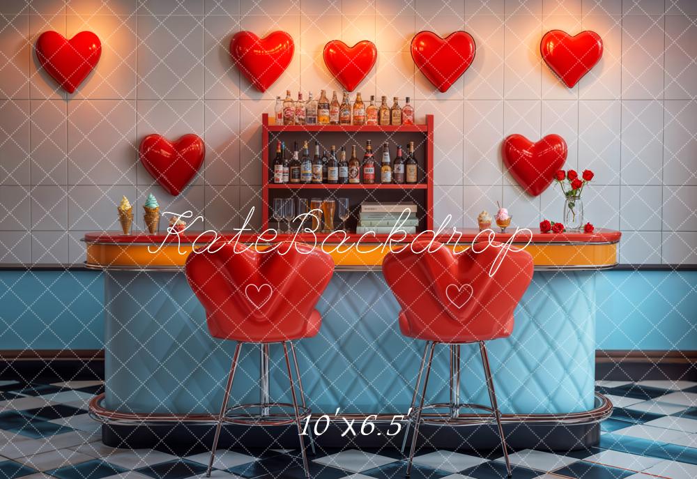 Kate Valentine Bar Retro Heart Fleece Backdrop Designed by Emetselch -UK