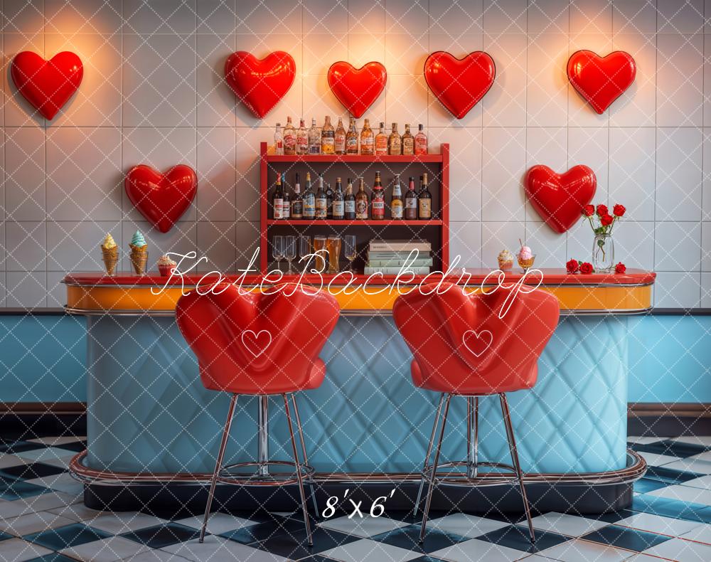 Kate Valentine Bar Retro Heart Fleece Backdrop Designed by Emetselch -UK