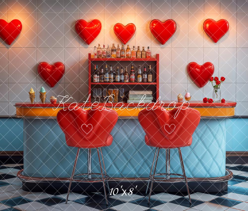 Kate Valentine Bar Retro Heart Fleece Backdrop Designed by Emetselch