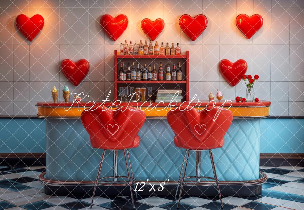 Kate Valentine Bar Retro Heart Fleece Backdrop Designed by Emetselch