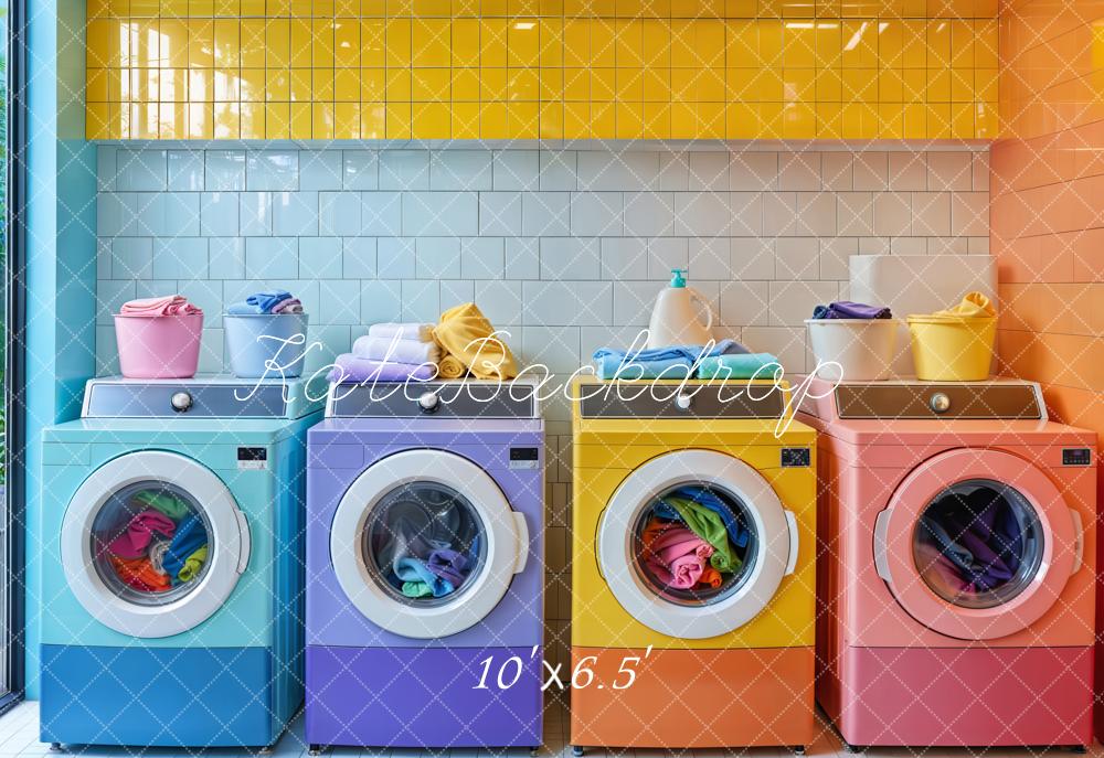 Lightning Deals Kate Colorful Laundry Room Fleece Backdrop Designed by Emetselch -UK