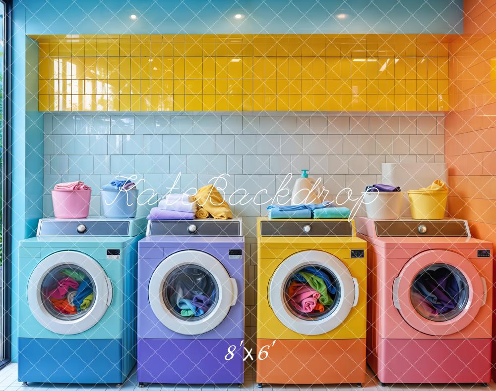 Lightning Deals Kate Colorful Laundry Room Fleece Backdrop Designed by Emetselch -UK