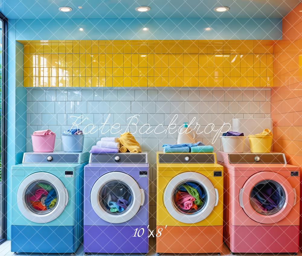 Lightning Deals Kate Colorful Laundry Room Fleece Backdrop Designed by Emetselch -UK