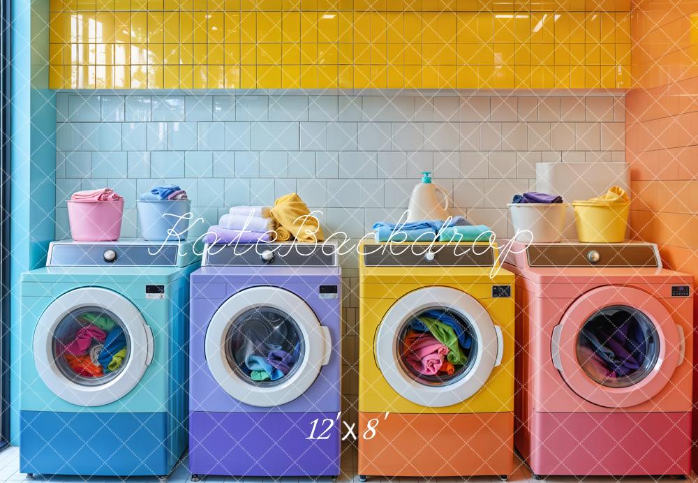 Lightning Deals Kate Colorful Laundry Room Fleece Backdrop Designed by Emetselch -UK