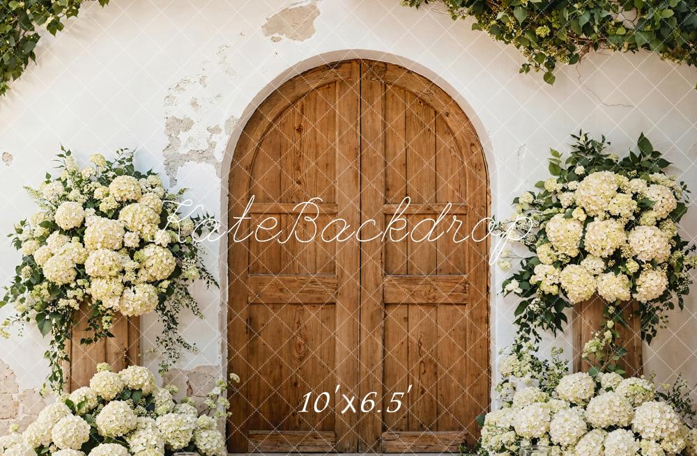 Kate Spring Rustic Arch Door Floral Fleece Backdrop Designed by Emetselch