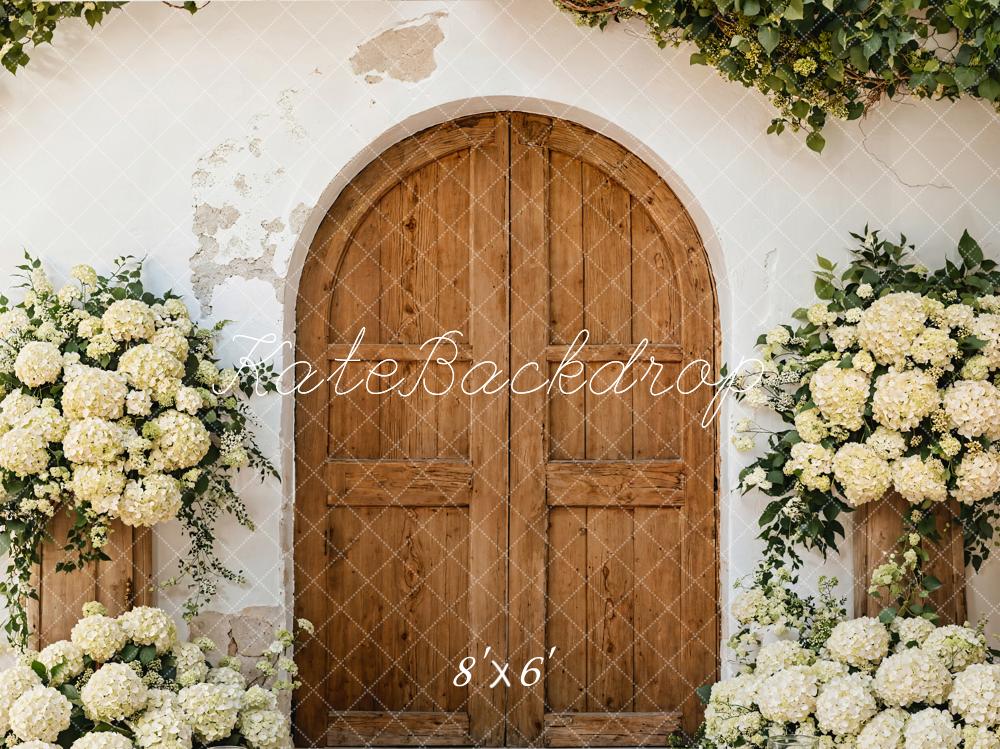 Kate Spring Rustic Arch Door Floral Fleece Backdrop Designed by Emetselch