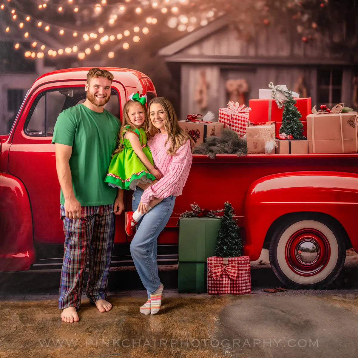 Kate Christmas Gift in Red Truck Fleece Backdrop for Photography -UK