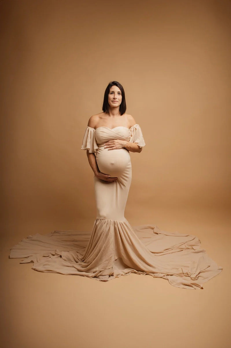 Kate Strapless Satin Maternity Photoshoot Dress -UK