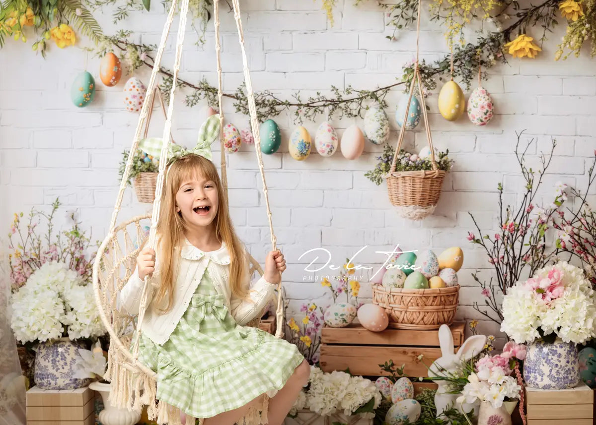 Kate Easter Bunny Floral Egg Rustic Backdrop Designed by Emetselch -UK