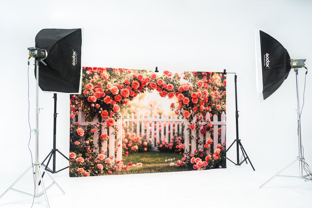 Kate Spring Flower Pink Rose Garden Backdrop Designed by Emetselch