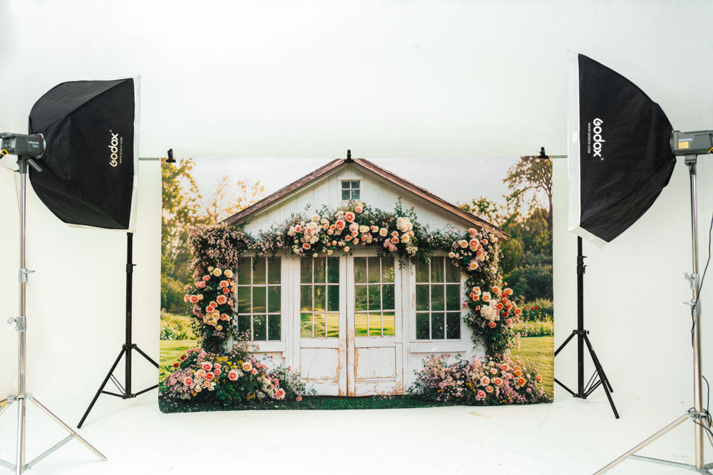 Lightning Deals Kate Spring Flower House Rustic Garden Backdrop Designed by Emetselch -UK