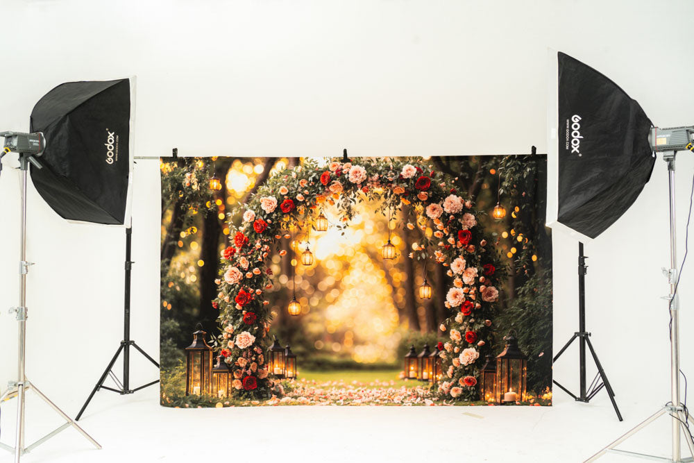 Kate Valentine Flower Arch Lantern Backdrop Designed by Emetselch