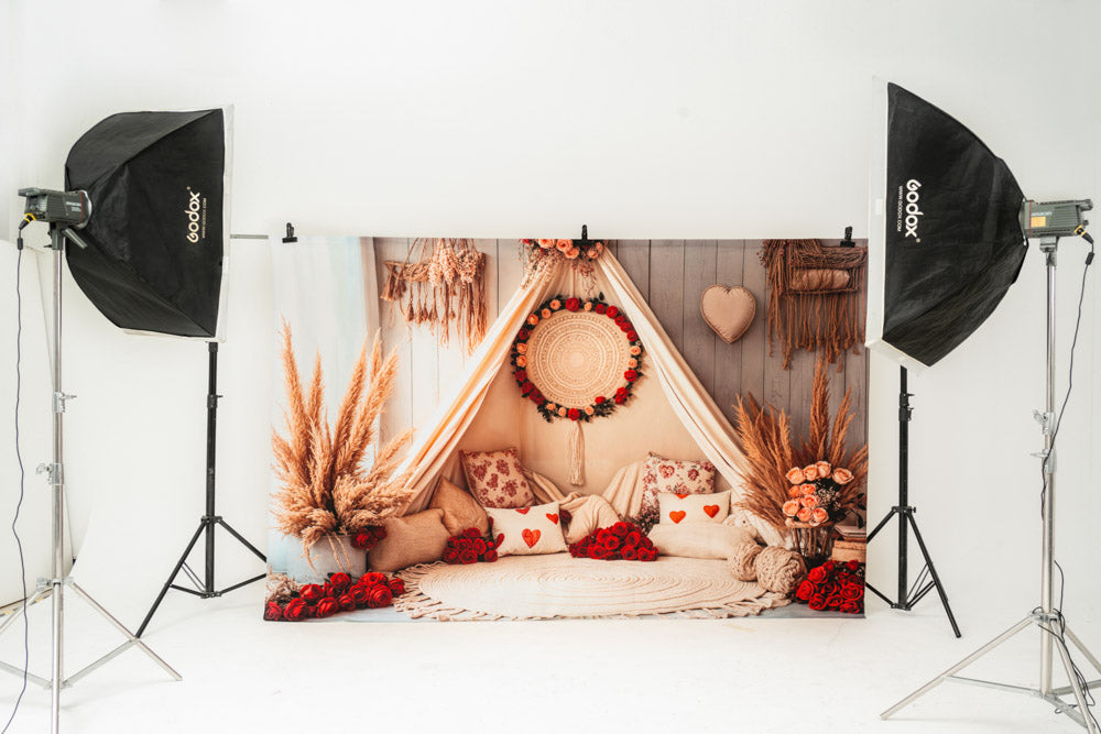 Kate Spring Valentine Boho Romantic Floral Tent Backdrop Designed by Emetselch