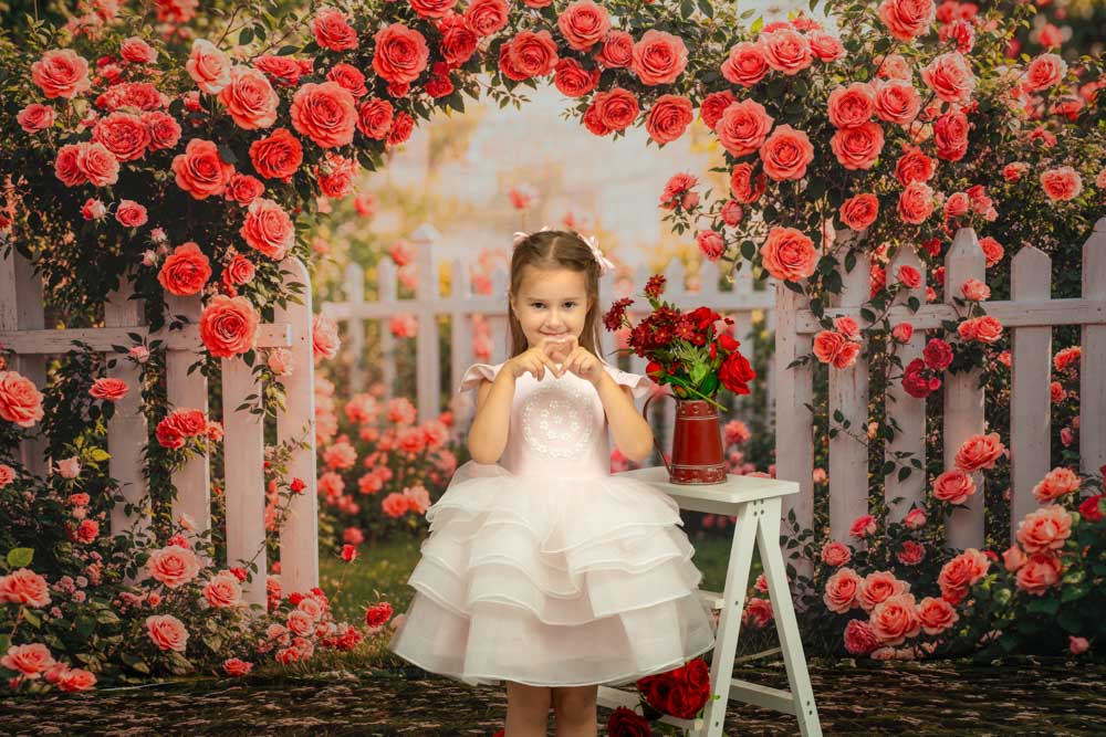 Kate Spring Flower Pink Rose Garden Backdrop Designed by Emetselch -UK