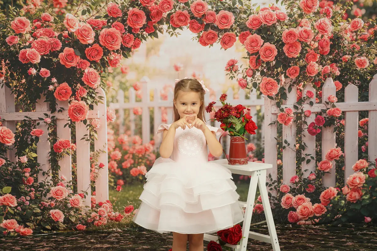 Kate Spring Flower Pink Rose Garden Backdrop Designed by Emetselch