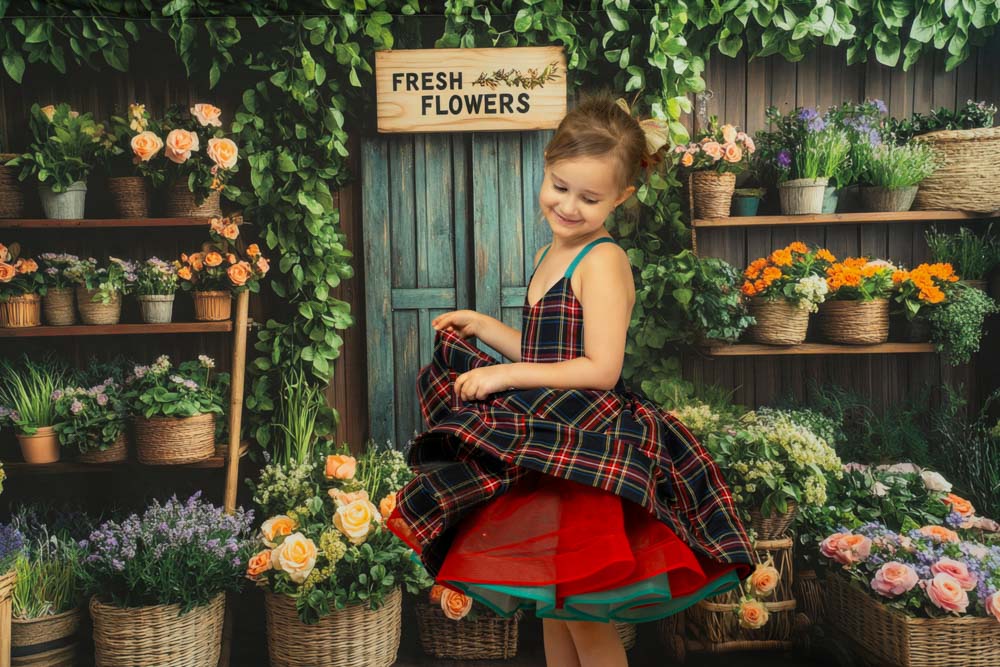 Kate Spring Flower Shop Rustic Backdrop Designed by Mini MakeBelieve -UK