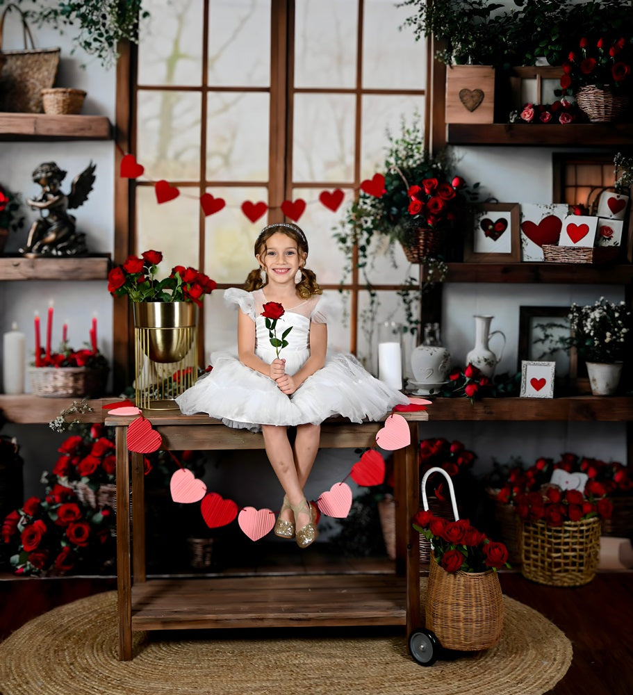 Kate Valentine's Day Roses Shelves Backdrop Designed by Emetselch -UK