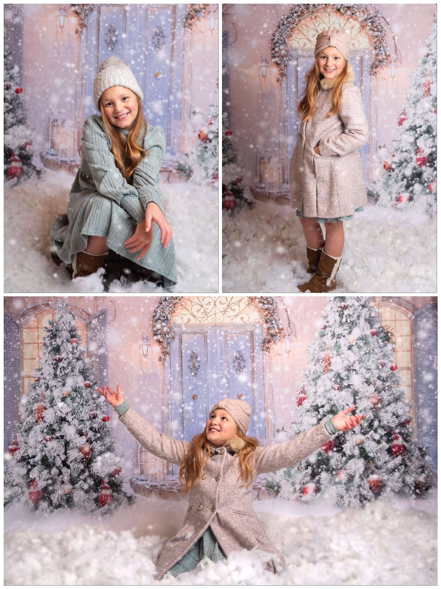 Kate Christmas Door Front Snow Backdrop for Photography -UK