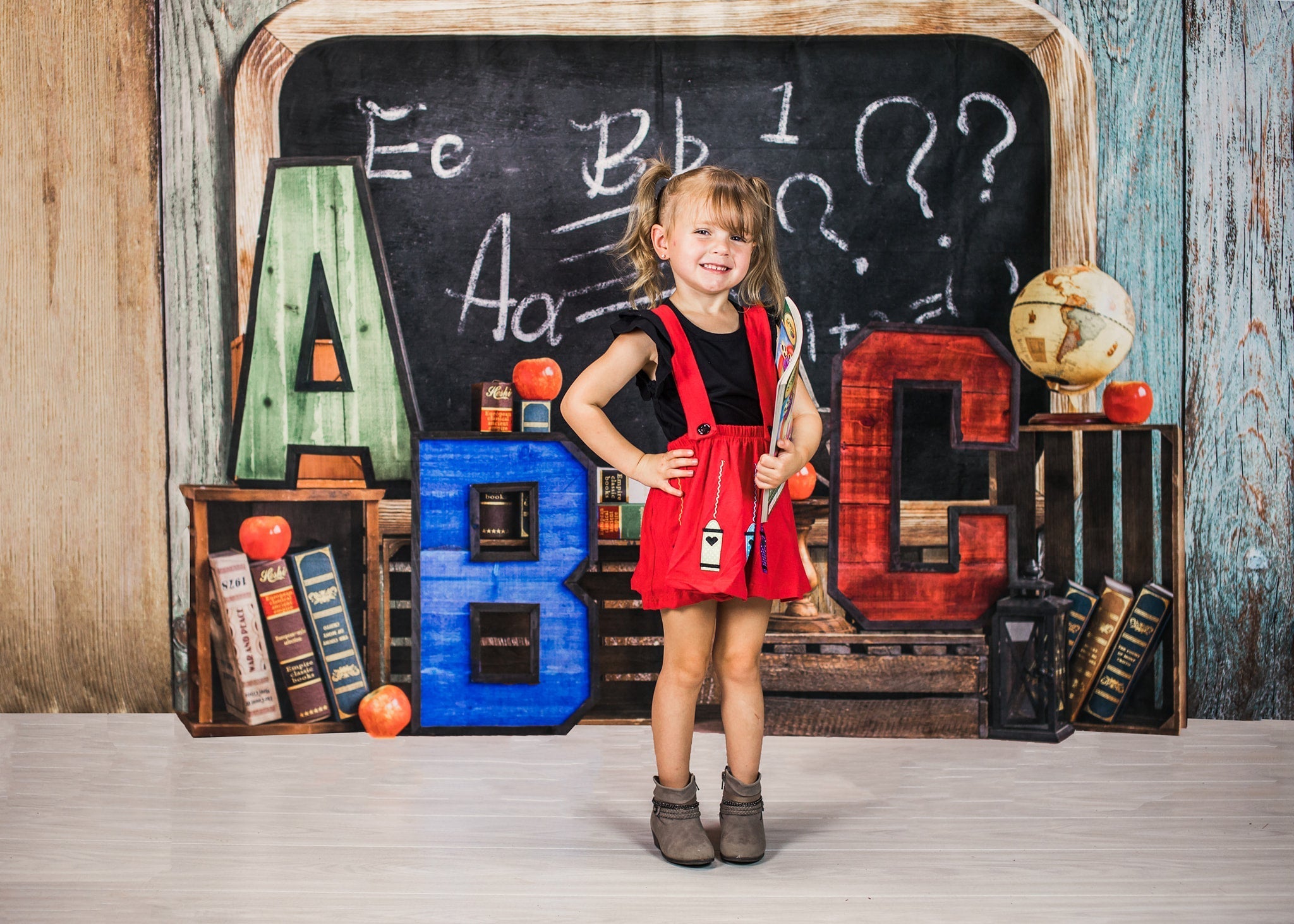 Kate Back to School Summer Blackboard Colorful ABC Fleece Backdrop -UK